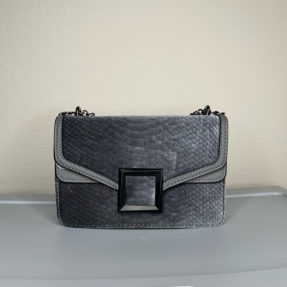 Gray Velvet Purse